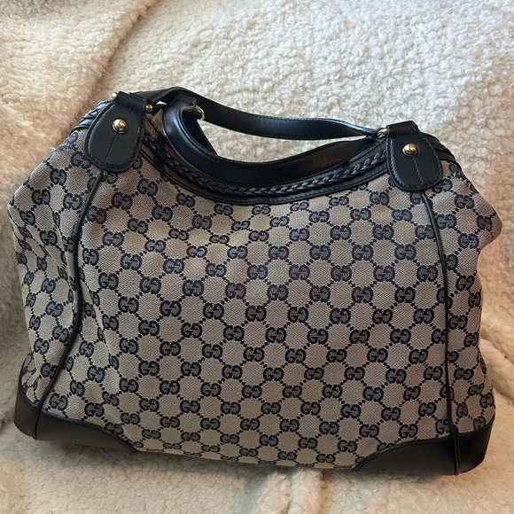 GUCCI Monogram Medium Brick Lane Tote Navy - Picture 3 of 13